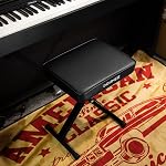 Donner Banc pour piano, porte-clés réglable Fauteuil amovible Fauteuil pliable Siège X-Style, 2.4 Épaisseur de pouce Éponge haute densité rembourrée, conception non-kide, noir