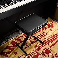 Vista 6 de Donner Banco de piano, banco ajustable para teclado, taburete portátil, silla plegable, asiento plegable, estilo X, 2.4 pulgadas de grosor acolchado