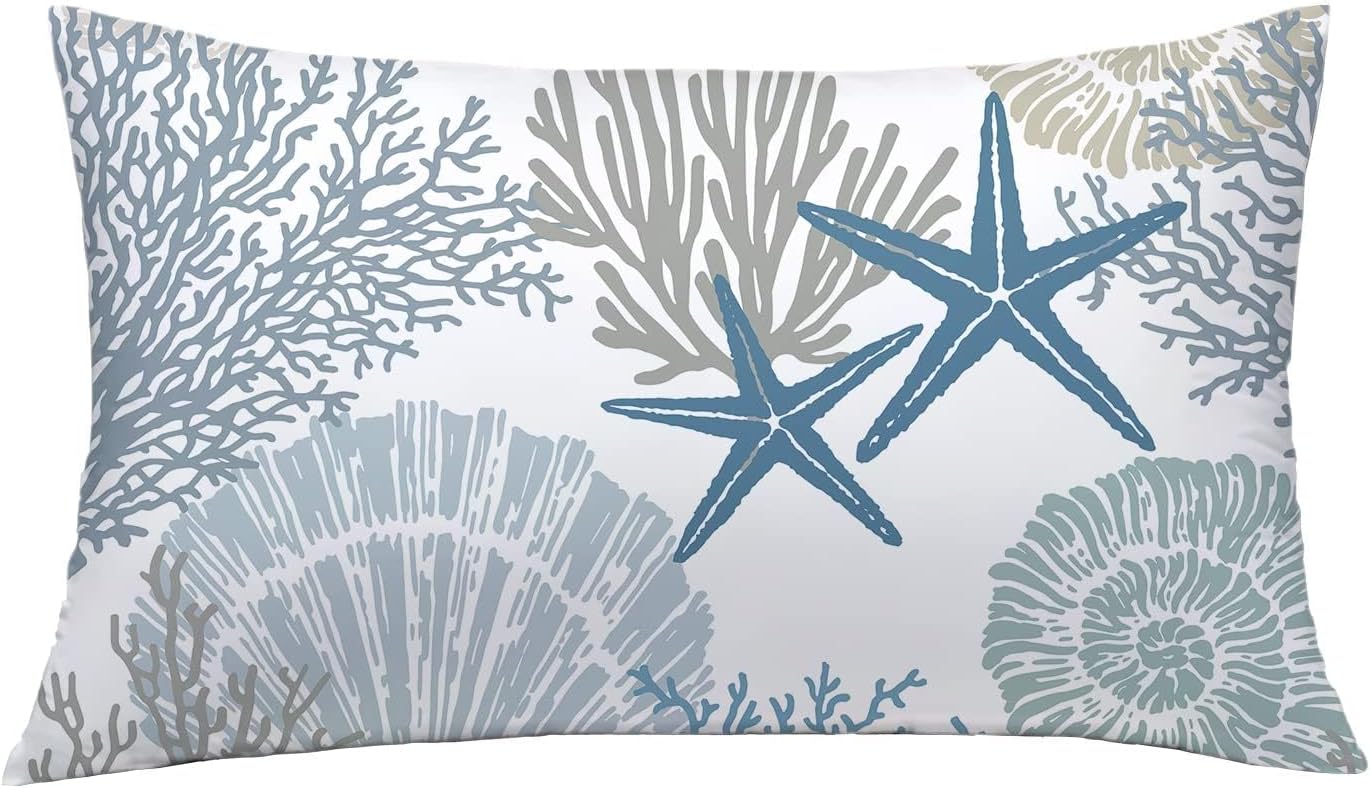 Tritard Coastal Lumbar Pillow Covers Set of 2, 12x20, Blue image 5