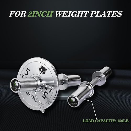 Miniatura 3 de Par de mancuernas olímpicas de 16 pulgadas, barras de mancuernas ajustables sólidas con collares de resorte, puede cargar 2 pulgadas (150 libras350