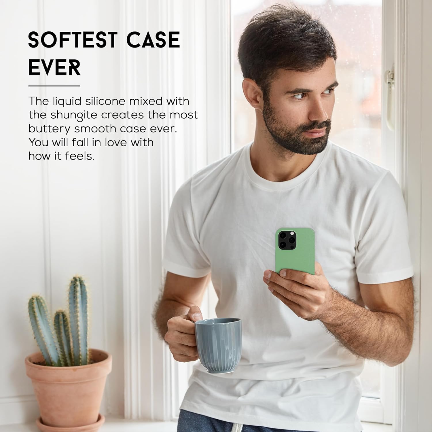 EMF Protection and Anti Radiation Liquid Silicone Shungite Case for iPhones, 5G Shield Reduction, Lightweight Protective Back Cover (Green, 14) - Image 5