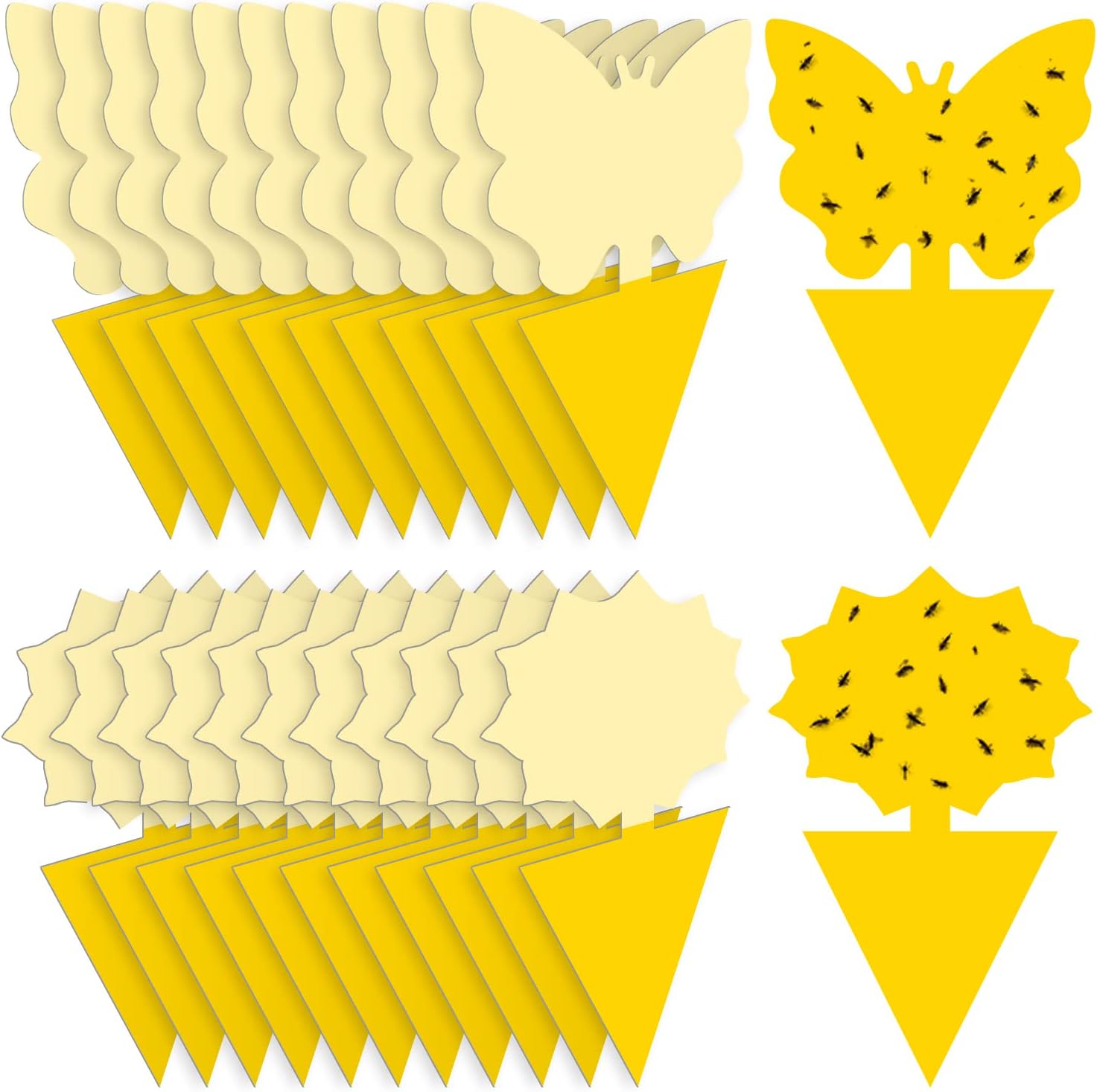 Landisun 24PCS Fruit Fly Traps Yellow Sticky Traps Fungus Gnat Traps Insect Bug Traps for Indoor Outdoor Kitchen Plants Whitefly Mosquitos Fungus Gnats Flying Insects
