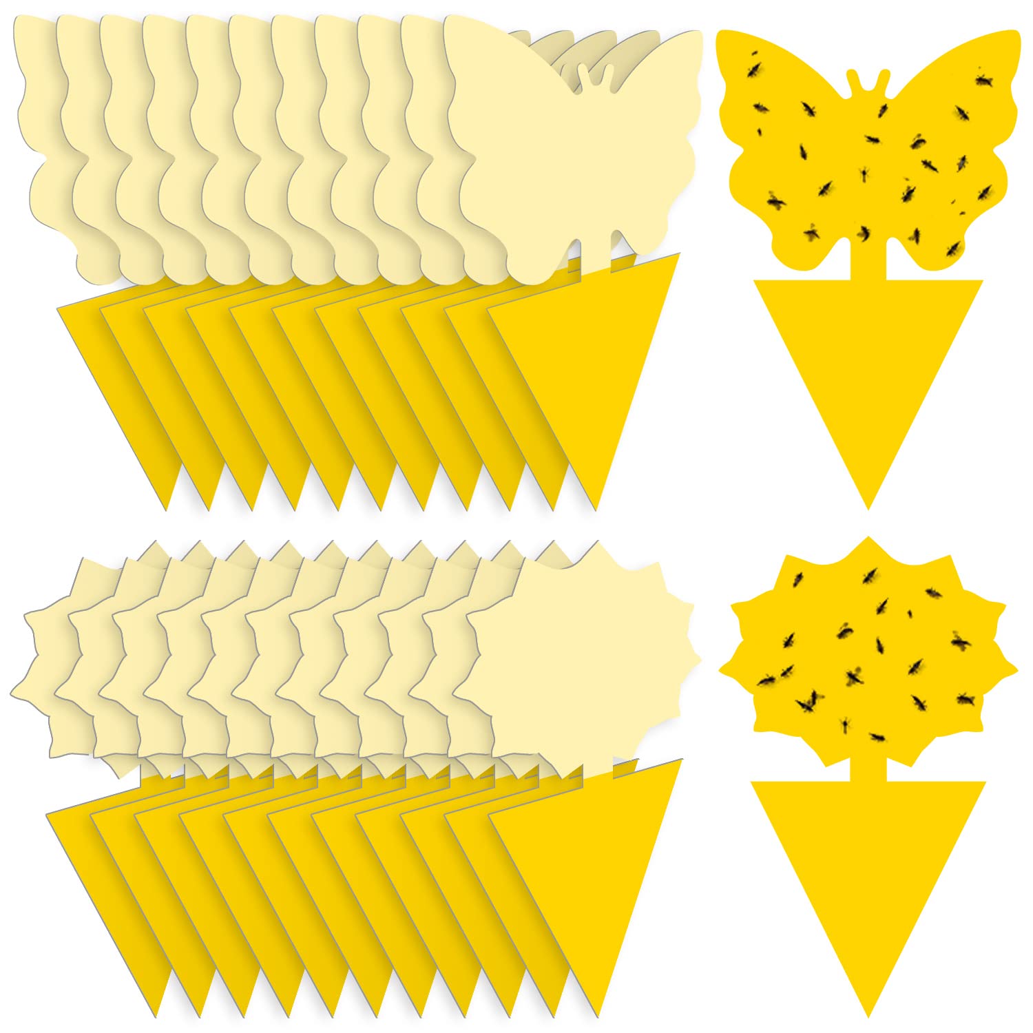 JPMOS 24PCS Fruit Fly Traps Yellow Sticky Traps Fungus Gnat Traps Insect Bug Traps for Indoor Outdoor Kitchen Plants Whitefly Mosquitos Fungus Gnats Flying Insects