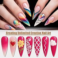 Vista 2 de Artdone Juego de 15 pinceles rosas para uñas, juego de herramientas para diseño de uñas, herramientas de punteo, cepillo para quitar polvo, cepillos