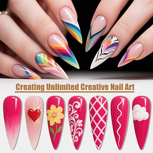 Vista 10 de Artdone - Juego de pinceles para arte de uñas, 6 pinceles delineadores de esmalte de uñas en gel, bolígrafo de diseño y dibujo, herramientas de arte