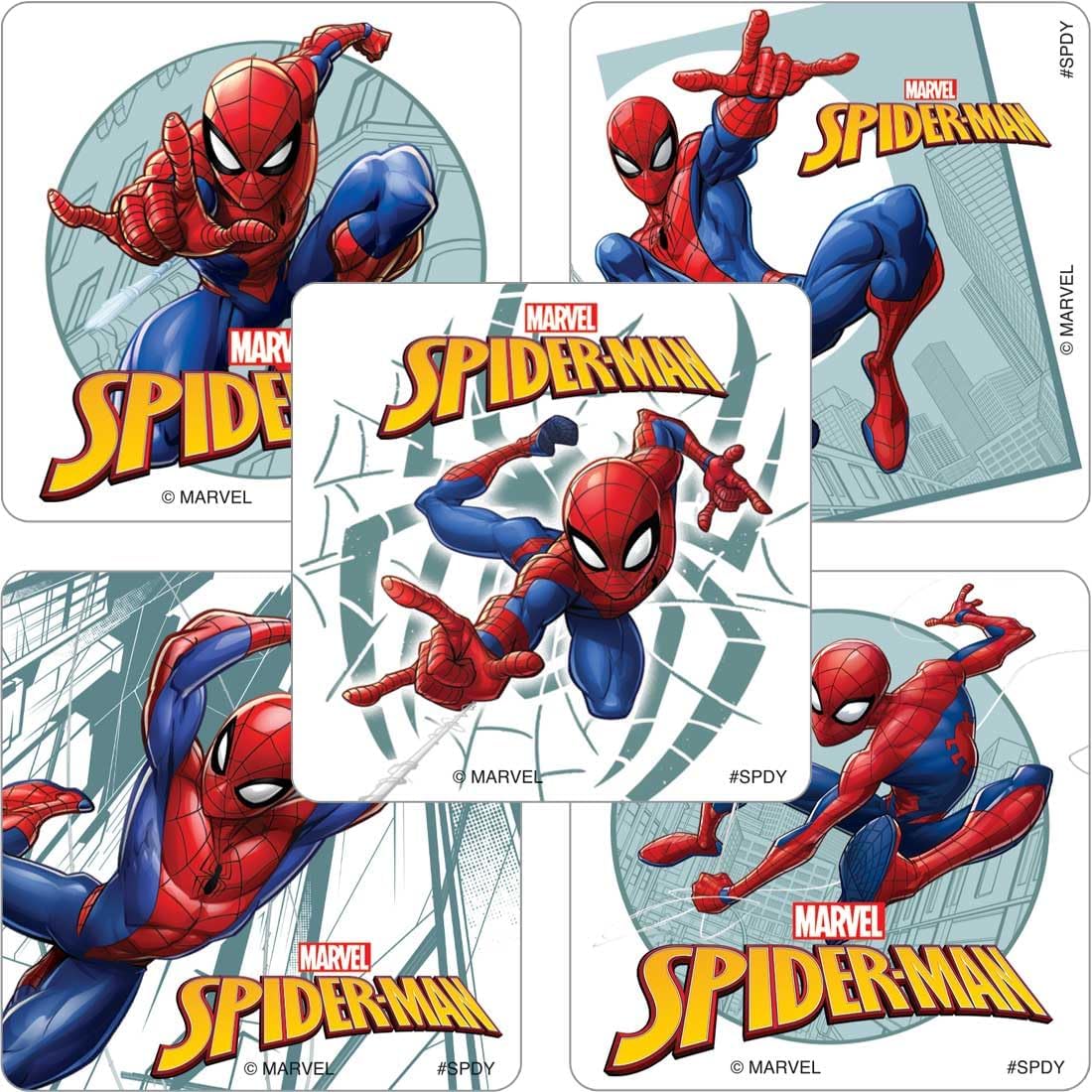 SmileMakers Ultimate Spiderman Stickers - 100 Pack Marvel Superhero | 5 Assorted Spider-Man Designs