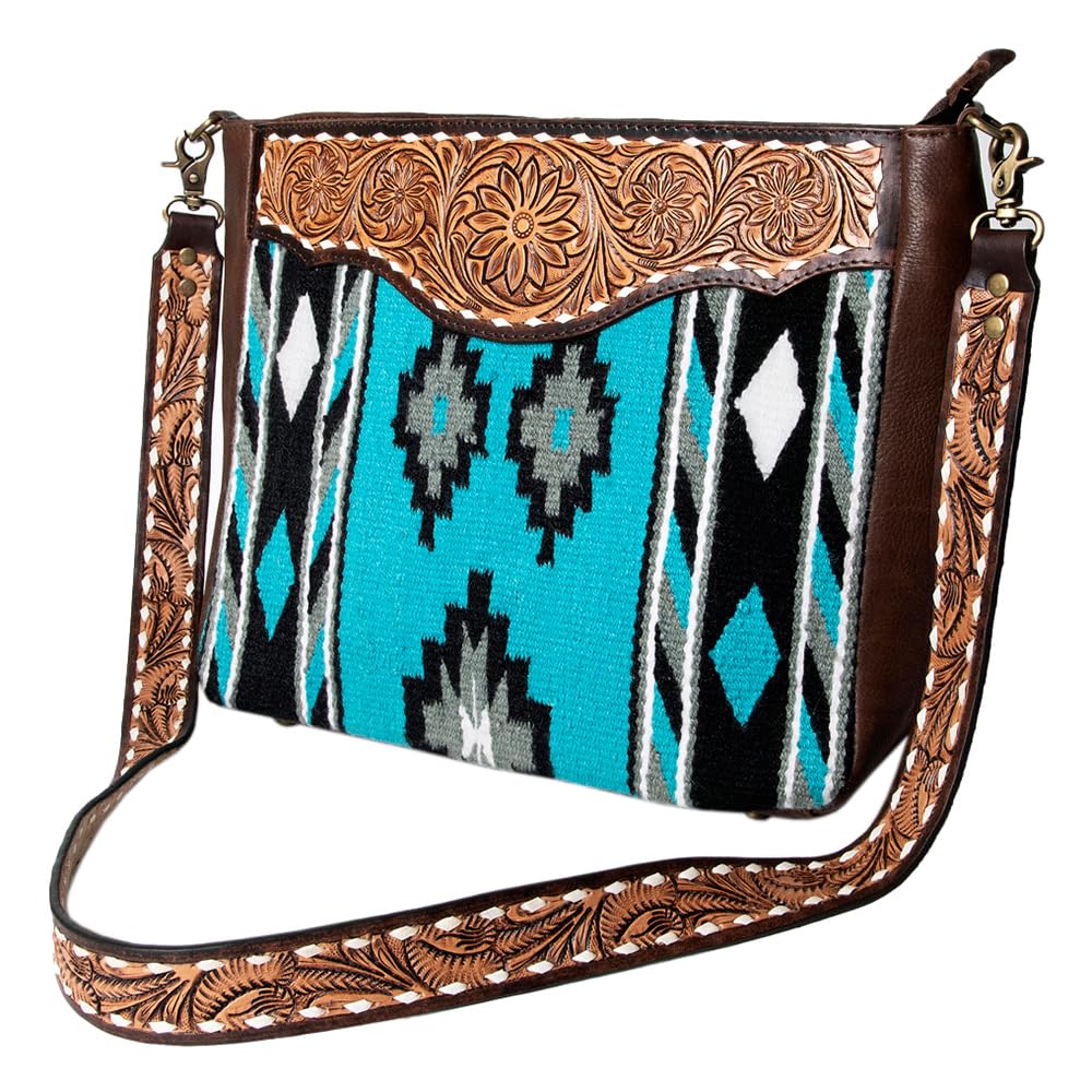 American Darling Messenger Hand Tooled Saddle Blanket Genuine Leather Western Women Bag Handbag Purse Cute