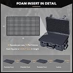 Lykus HC-5120 Waterproof Hard Case with Wheels and Customizable Foam, Interior Size 51.6x28.8x18.5 cm, Suitable for Camera, Lens, Drone, Mic, Flashlight, Projector, Electronics, Tools, and More