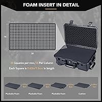 Vista 8 de Lykus HC-5120 Funda rígida impermeable con ruedas y espuma personalizable, Tamaño interior 20.3x11.3x7.3 pulgadas, Adecuada para cámara, lente