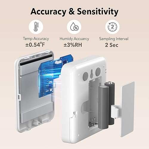 Miniatura 3 de BN-LINK Termómetro higrómetro Bluetooth, monitores de humedad de temperatura interior, medidor digital de humedad con control de aplicación para el