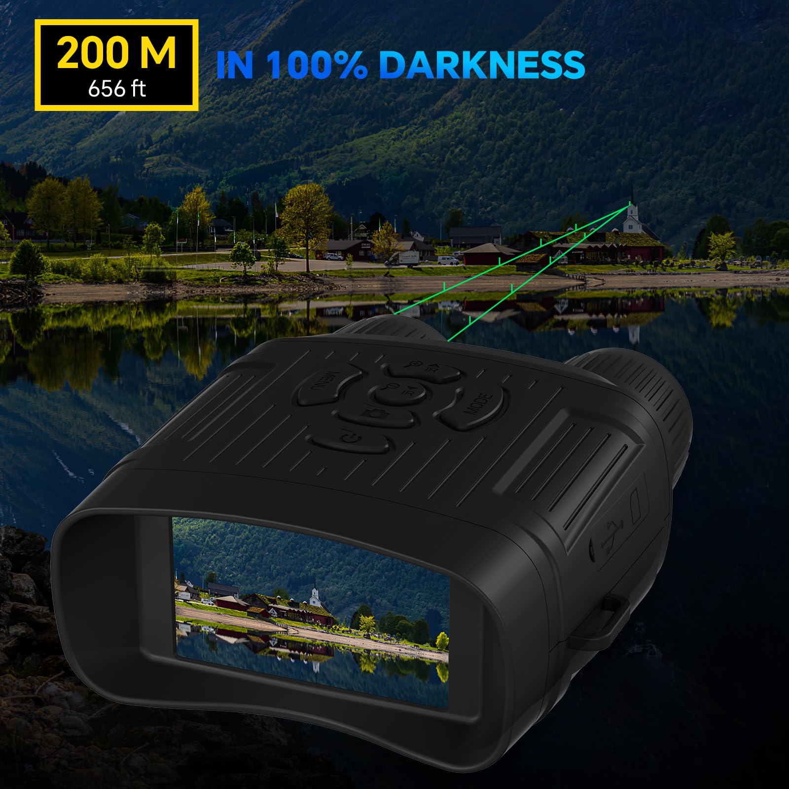 Binocolo Visione Notturna,4K HD 36MP Visore Notturno Digitale Infrarossi con 3.0" TFT HD LCD, 2000mAh Ricaricabile, Zoom Digitale 5X, Per Caccia, Birdwatching, Campeggio, con Scheda 32GB