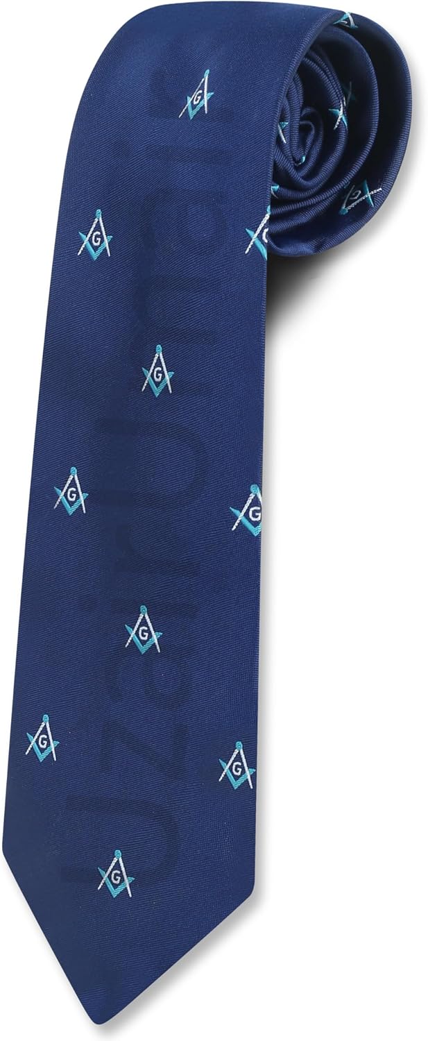 Masonic Regalia Craft Masons Neck knitted Woven Silk Tie with square and compass Blue/Sky