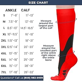 Compression Socks for Women and Men 20-30mmHg Knee High - Women and Mens Knee High Compression Stockings for Airplane, Travel, Nursing, Flight Circulation - Red, Large - A601