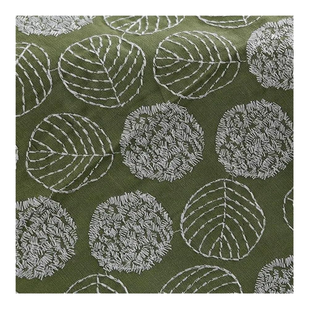Tessuto ricamato in cotone e lino con fiori fatti a mano, alla moda, per vestiti, borse, cucito (bianco, 90 x 120 cm)