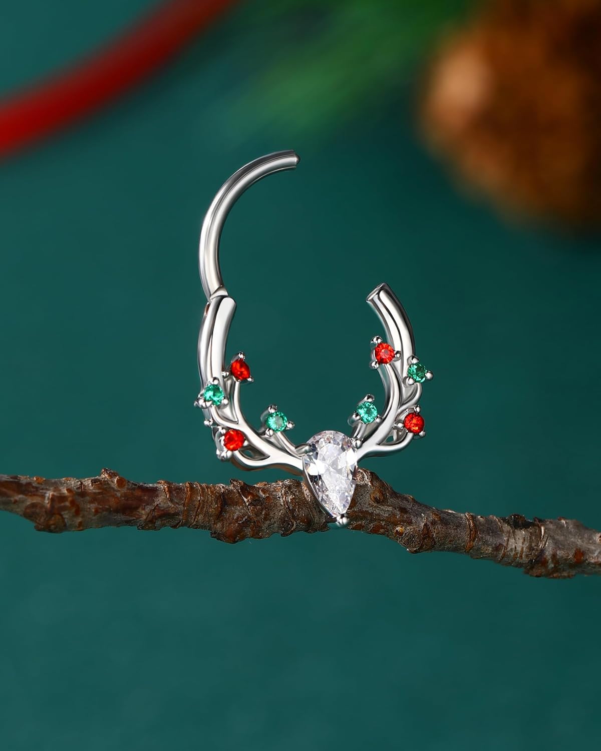 COCHARM Christams Septum Rings 16G Silver Septum Jewelry Dainty Helix Daith Earrings for Women Sparkly Daith Piercing Jewelry Stainless Steel - Image 5