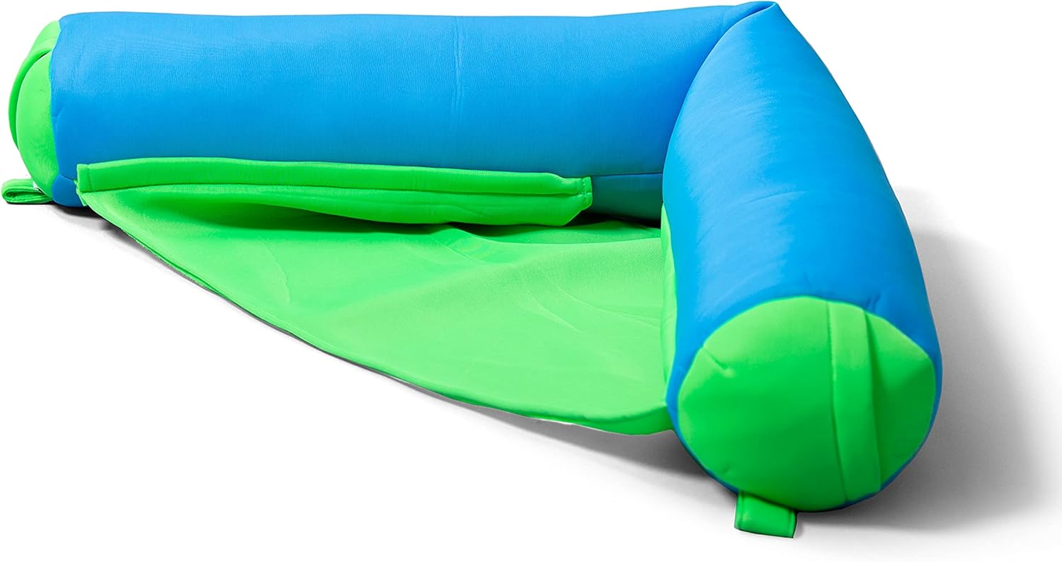 Big Joe Noodle Sling No Inflation Needed Pool Seat with Armrests, Summer Land Blue/Green Double Sided Mesh, 3ft
