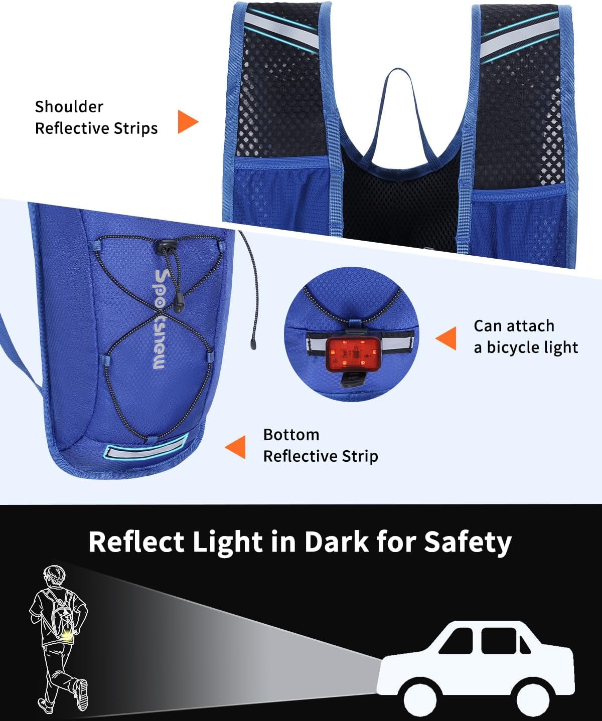 sportsnew Hydration Backpack with 2L Water Bladder, 6L Lightweight Water Backpack for Hiking, Running and Cycling, Hydro Pack for Men Women