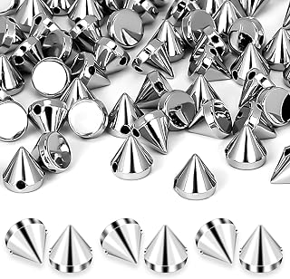 450Pcs 8mm Silver Spike Cone Studs, Rivets Cone Studs Beads Flat Back Punk Spikes Studs Accessories for DIY Crafts Sew on or Glue on Leather Clothes, Shoes, Belt, Bag, Jewelry Trims