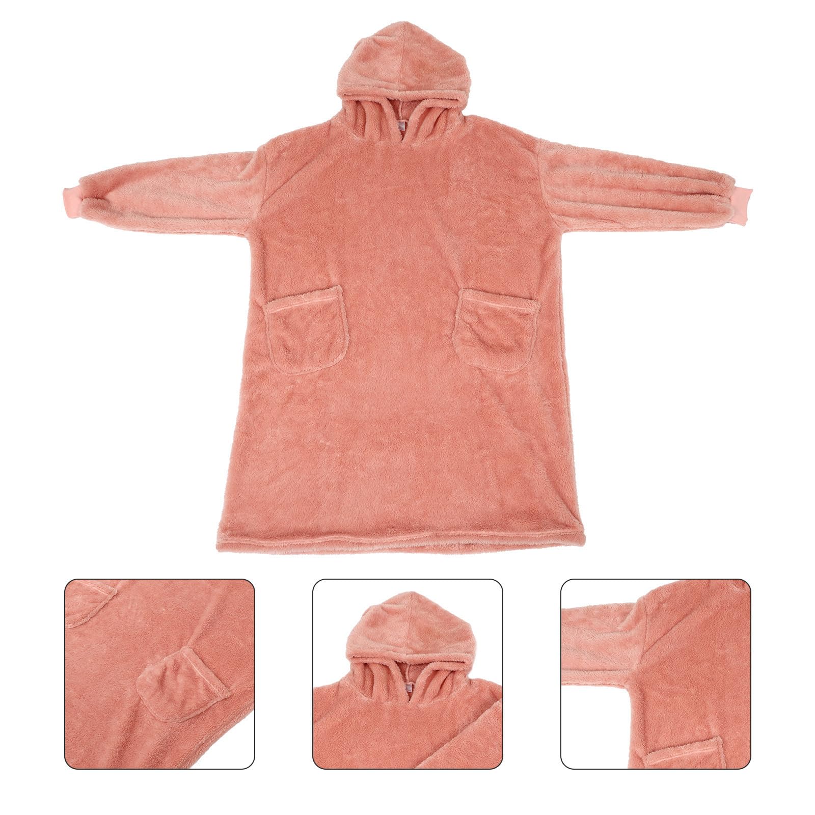 Homoyoyo Pijama de Invierno para Mujer Capucha Rosa, Material de Poliéster y Algodón Velour, Diseño Acogedor y Talla Única Bolsillos Frontales