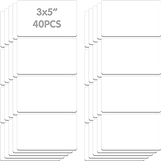 Magnetic Blank Label, 40 PCS Dry Erase Reusable Name Tag Stickers White Reusable Magnets for Whiteboards Locker Fridge School Office Home (Each Measures 3" x 5")