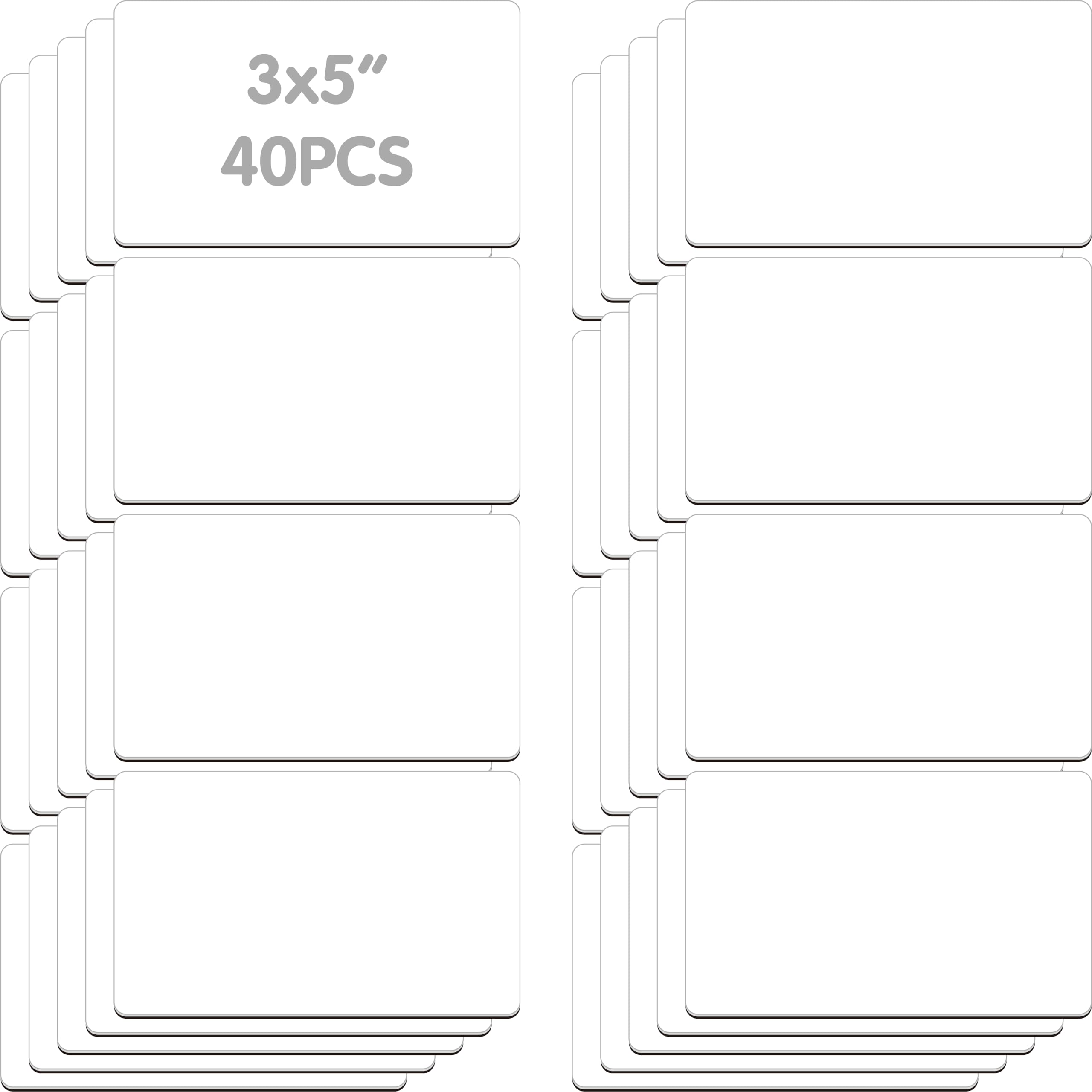 Magnetic Blank Label, 40 PCS Dry Erase Reusable Name Tag Stickers White Reusable Magnets for Whiteboards Locker Fridge School Office Home (Each