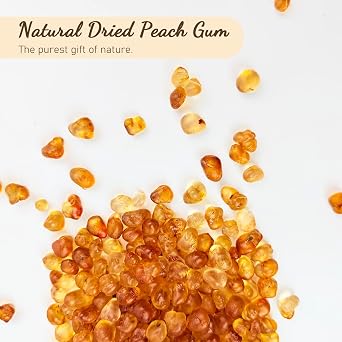 TooGet Natural Peach Gum 8 OZ, Dried Wild Peach Resin for Soup, Drinks, Dessert and Smoothie Bowl, Edible Gum for Eating, Gluten Free & Vegan, Rich in Dietary Fiber