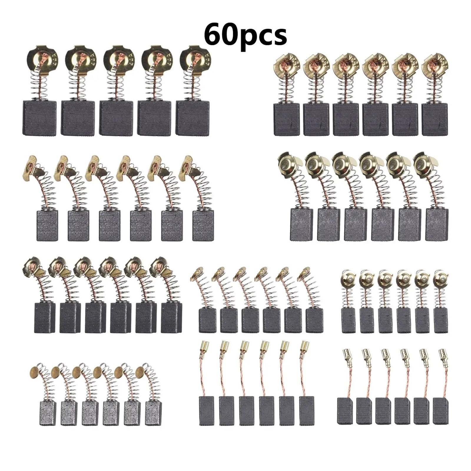 Cepillo Discos abrasivos 60 piezas de 10 tamaños de escobillas de carbón for motor eléctrico, repuesto de taladro percutor eléctrico, cepillo de grafito for amoladoras angulares, herramienta eléctrica