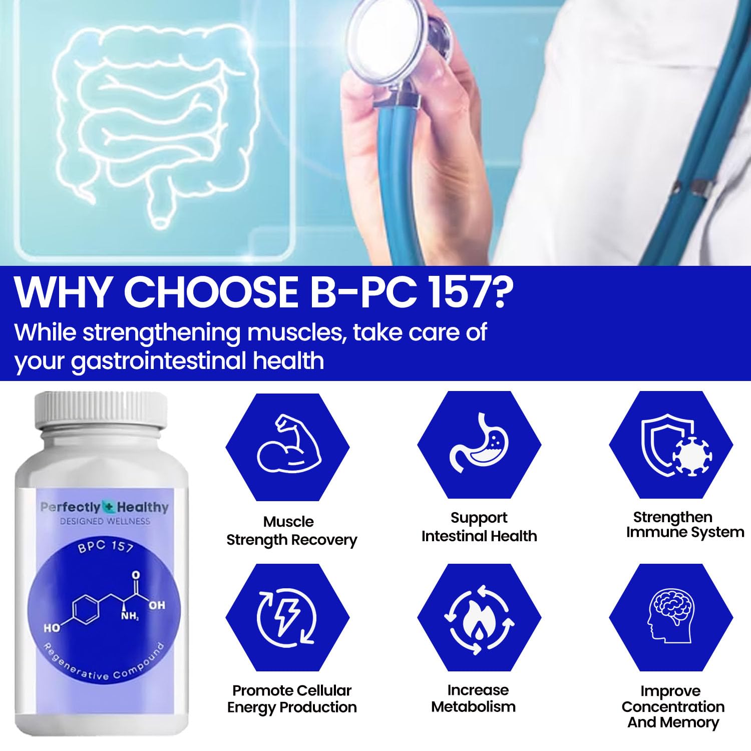 BPC-157 Peptide Capsules – Digestive & Recovery Support | 30 Capsules