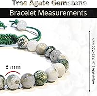 Vista 177 de Adjustable Crystal Bracelet – Gemstone Bead Bracelet with Adjustable Macrame String – Chic Gemstone Bracelet for Men and Women – 8mm Round Healing