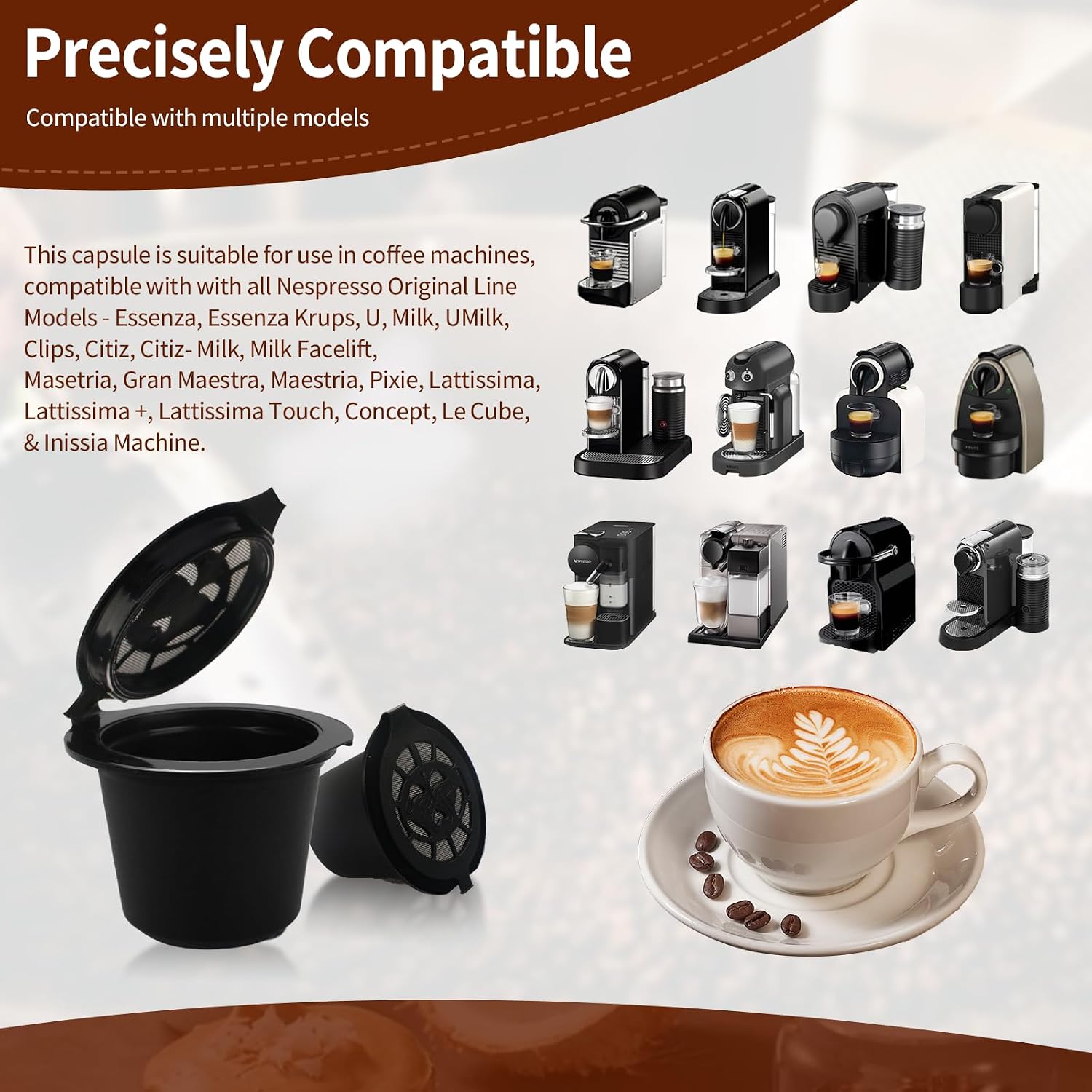 Reusable espresso Capsules Refillable Coffee Pods for Nespresso Machine Cup image 5