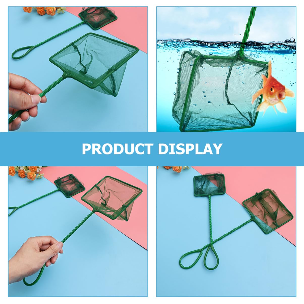 Toddmomy Red De Pesca Sacaderas para Pescar Acuario De Red De Peces es Accesorios para Peceras De Jaula De Peces con Asa De Malla De Pescado Nylon Green