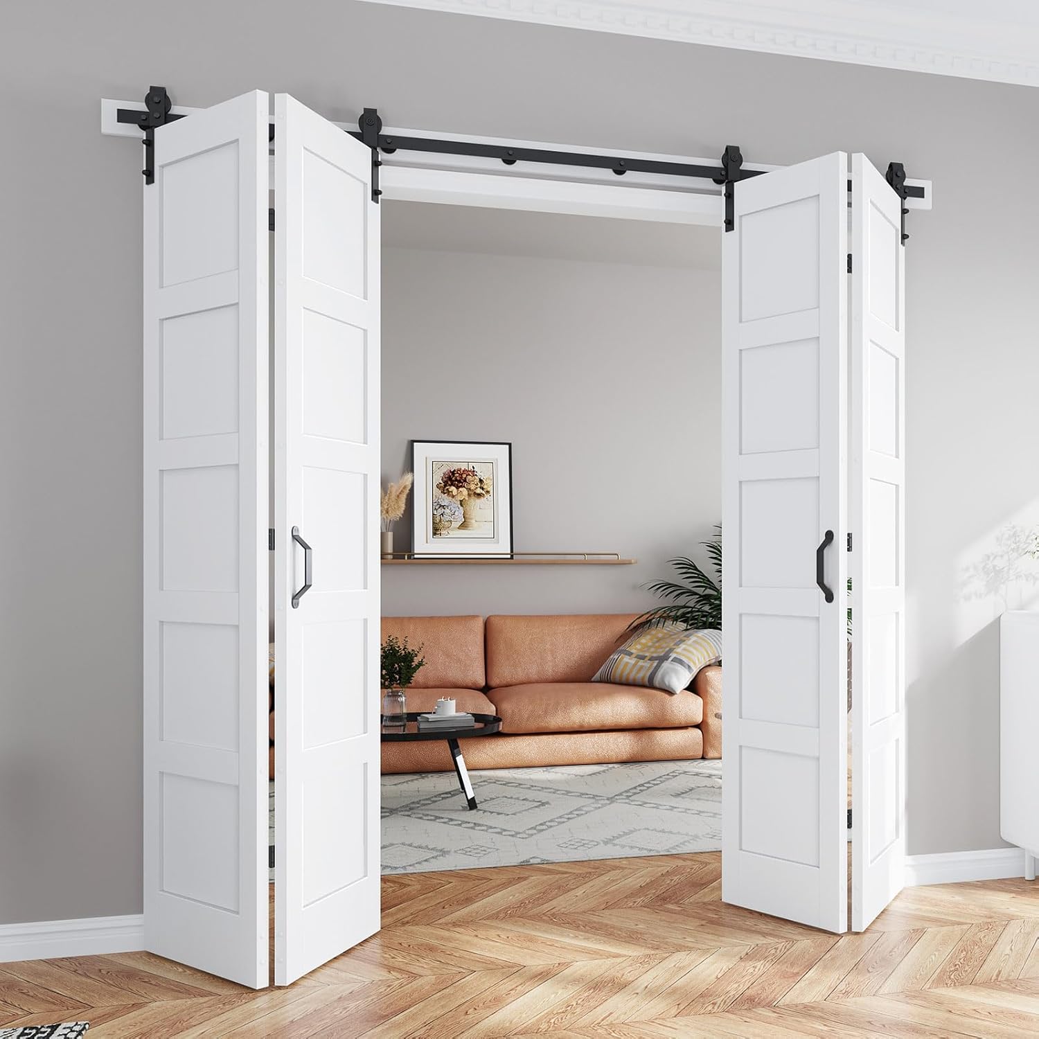 Fredbeck Bifold Barn Doors 48x96 (Double 24x96) with Hardware Kit Included