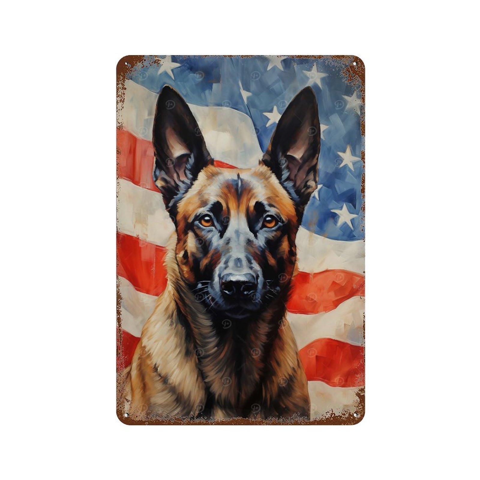 Belgian Malinois Aged Metal Wall Plaque 11.8"x7.9", for Pub, Kitchen And Man Cave Decor, Decorative Metal Wall Art