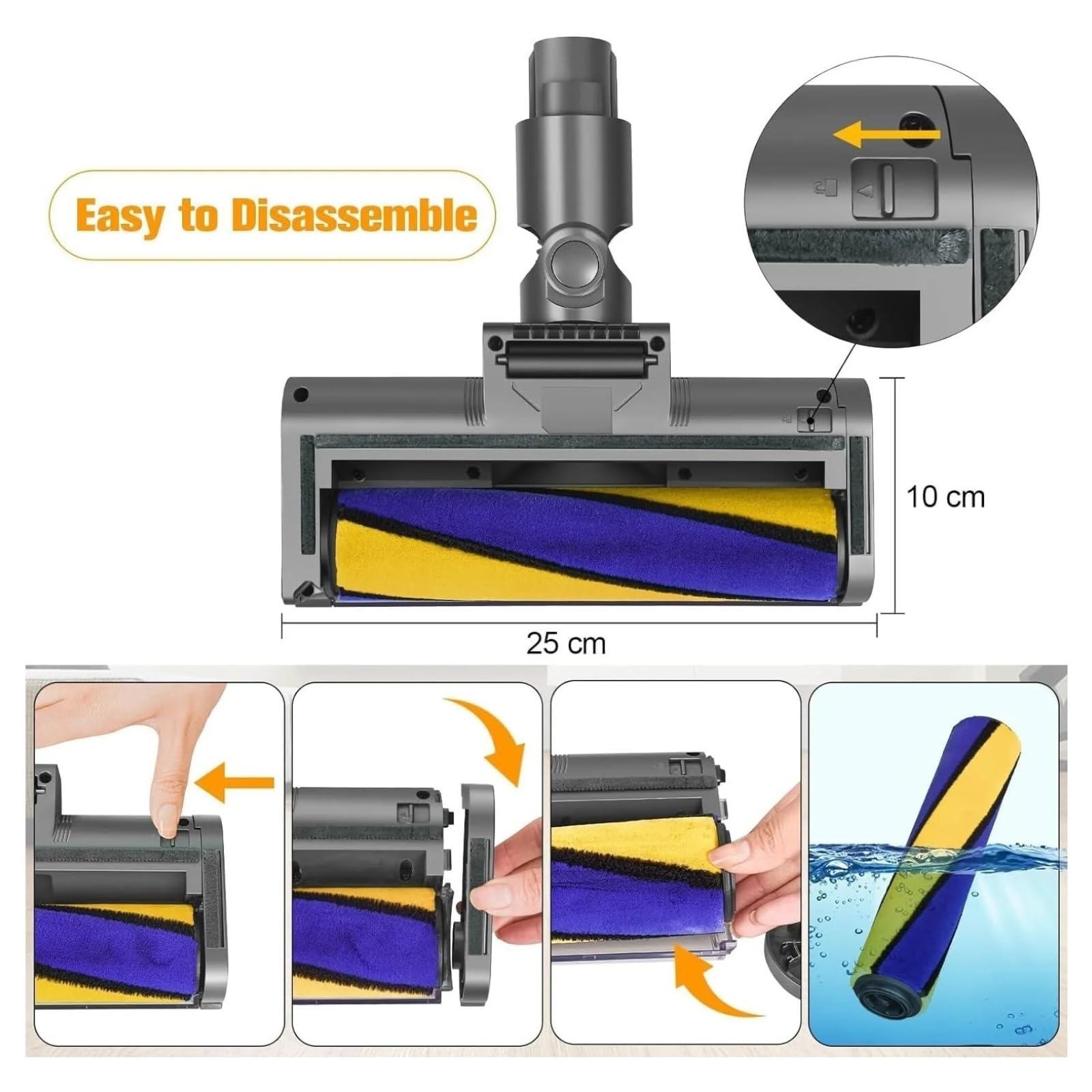 Boquilla de suelo con rodillo suave, compatible con Dyson, V7 V8 V10 | Cabezal flexible eléctrico con LED para aspiradora para V11 V15, plástico ABS(1 Pcs)