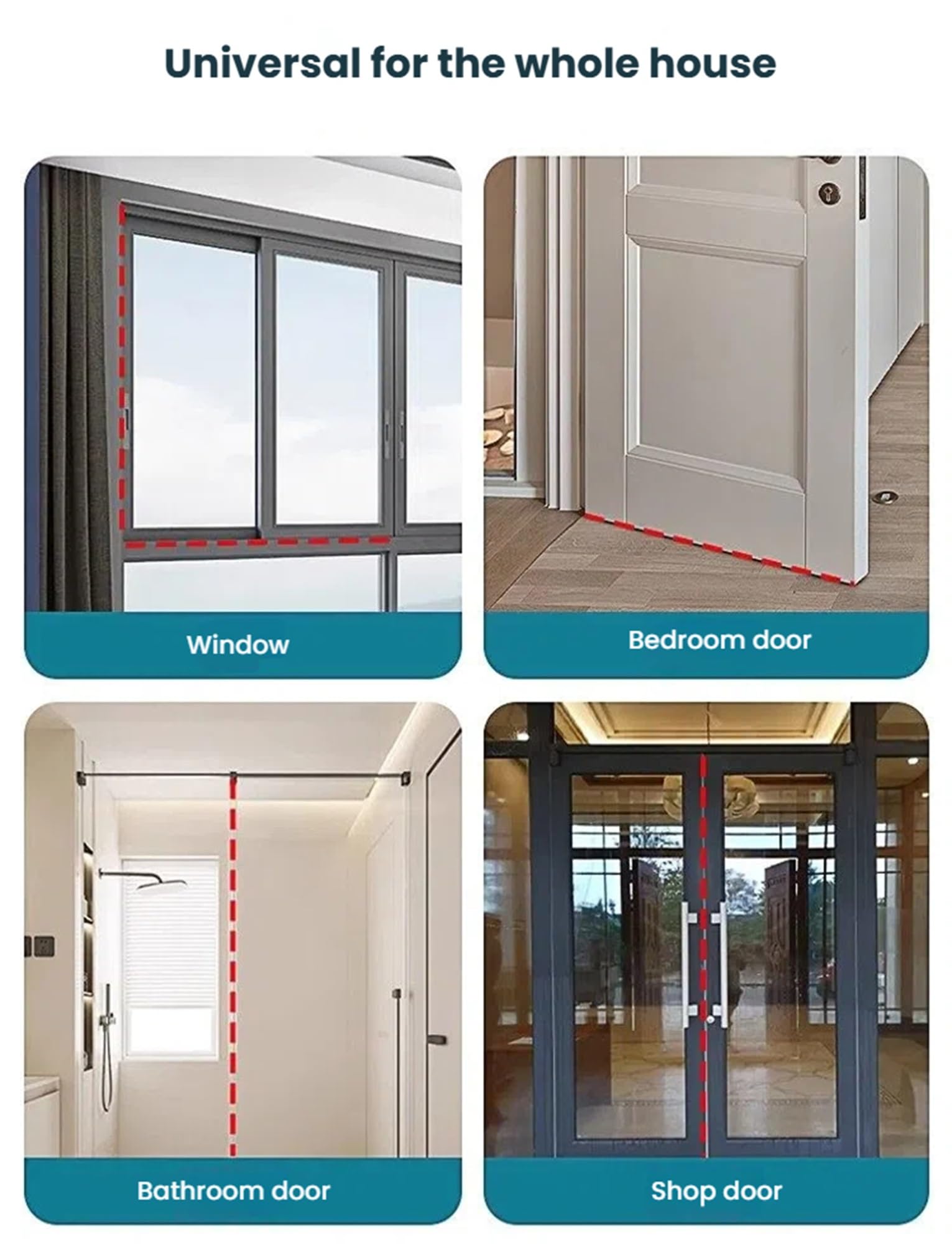Nastro isolante isolante per porte e finestre, antivento, insonorizzante, per uso domestico e bagno, soluzione di tenuta ad alta efficienza energetica