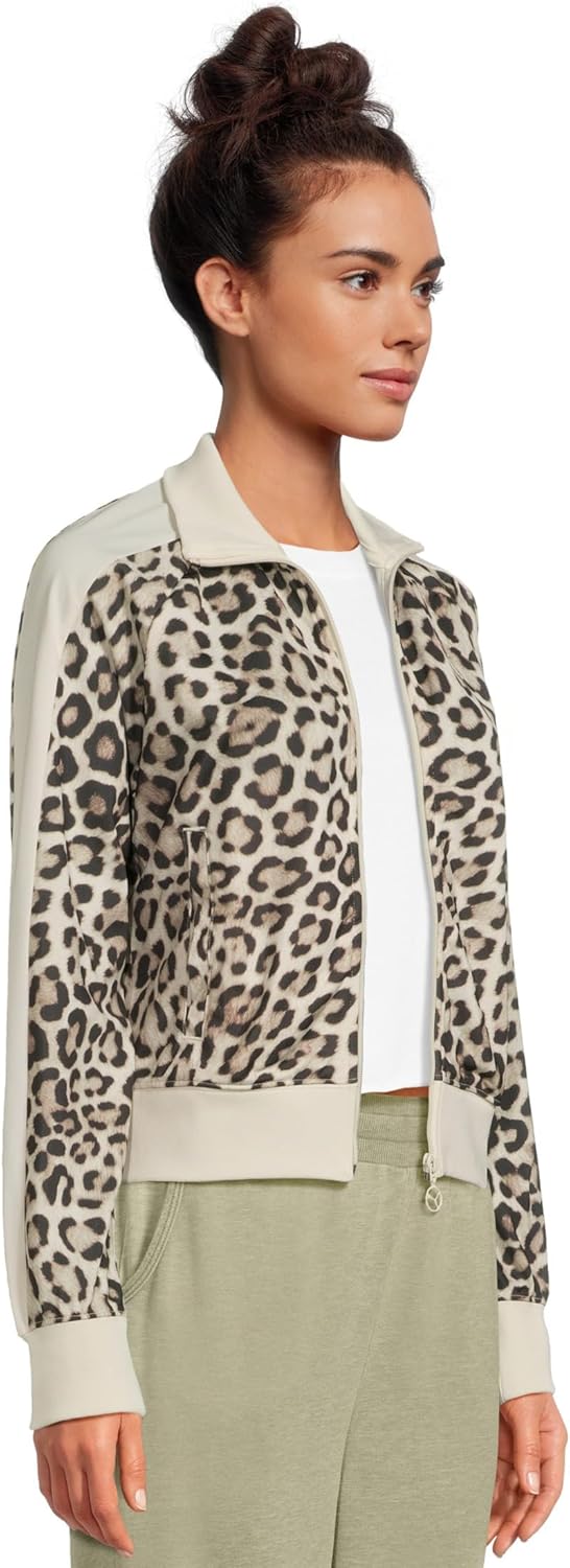 PUMA Womens T7 Leo Luxe Leopard Print Short Athletic Outerwear Casual - Beige