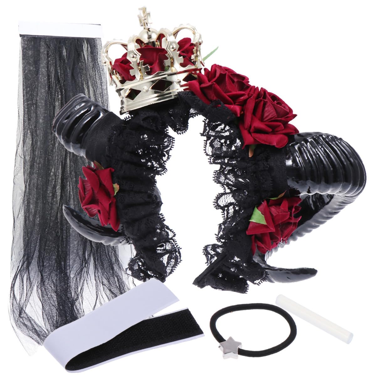 Black Plastic Gothic Crown Rose Headband Party Costume Halloween Season