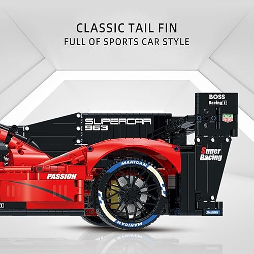 Miniatura 4 de UNCLE BRICK Pro 963 Technic - Kit de construcción de modelo de automóvil, modelo a escala 18 y juguete de ingeniería de carreras, kit de