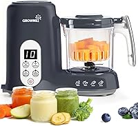 Vista 10 de GROWNSY - Licuadora para comida de bebé con canasta de vapor, procesador de alimentos de 1 paso, cocción automática, licúa, tritura, muele y Azul