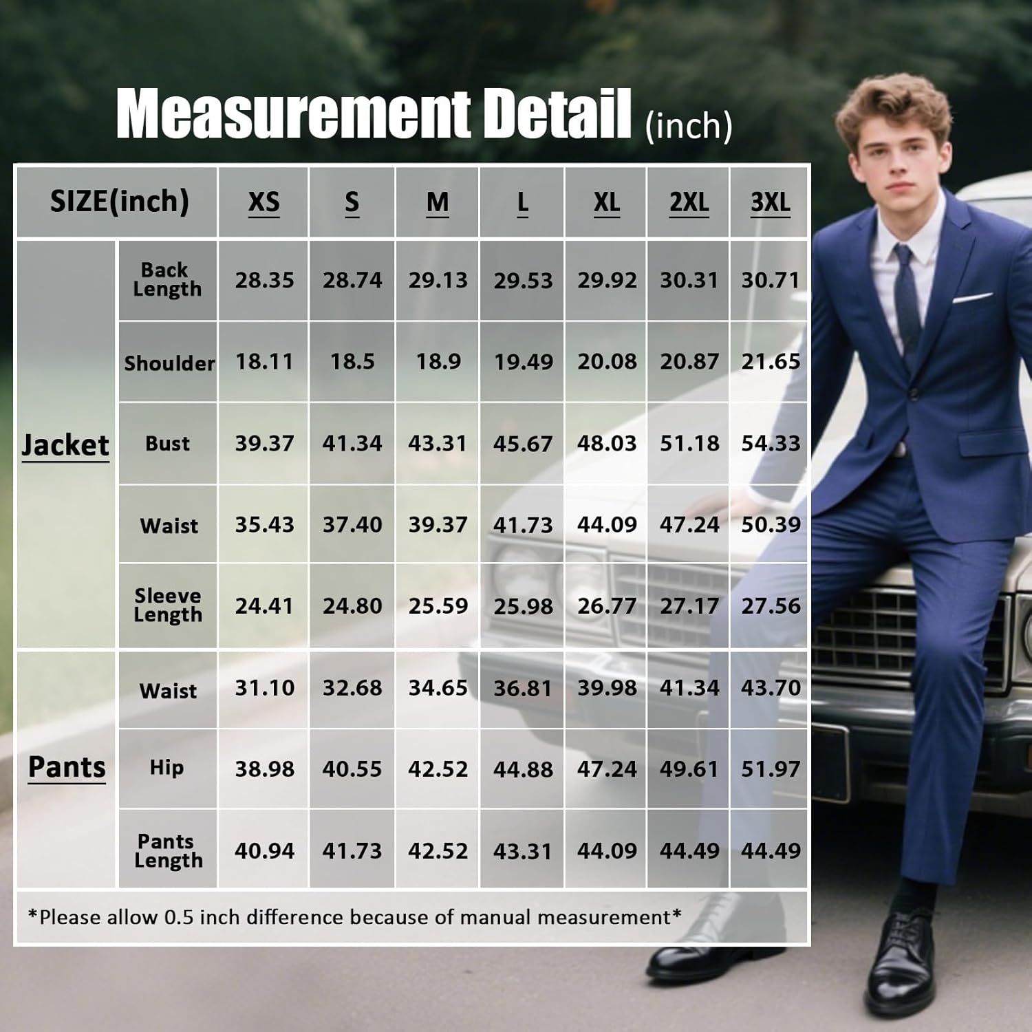 Mens Suits 2 Piece Slim Fit Casual One Button Solid Suits for Mens Business Wedding Party Jacket Blazer & Pants Set