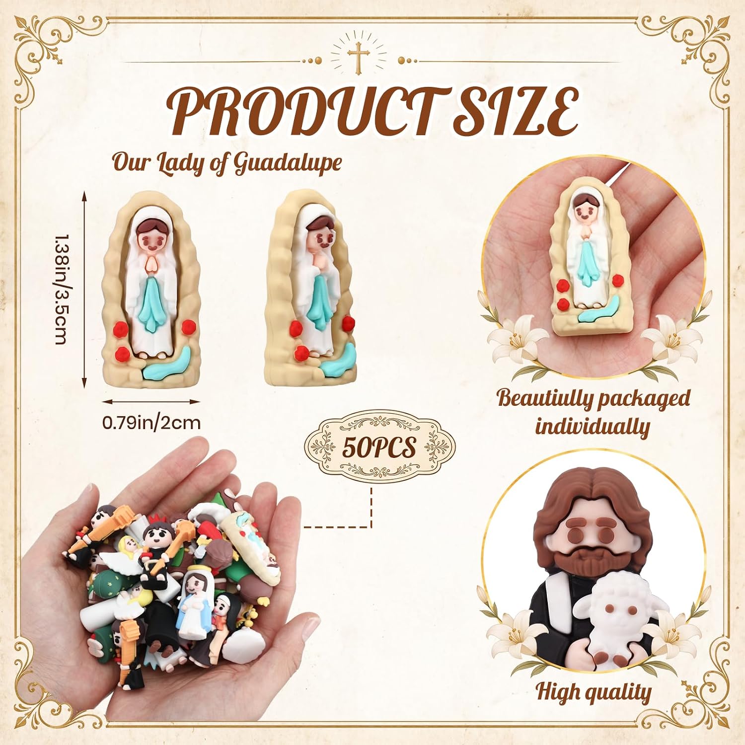Amyhill 60 Pcs Mini Saint Statues Bulk Catholic Religious Figurines image 3
