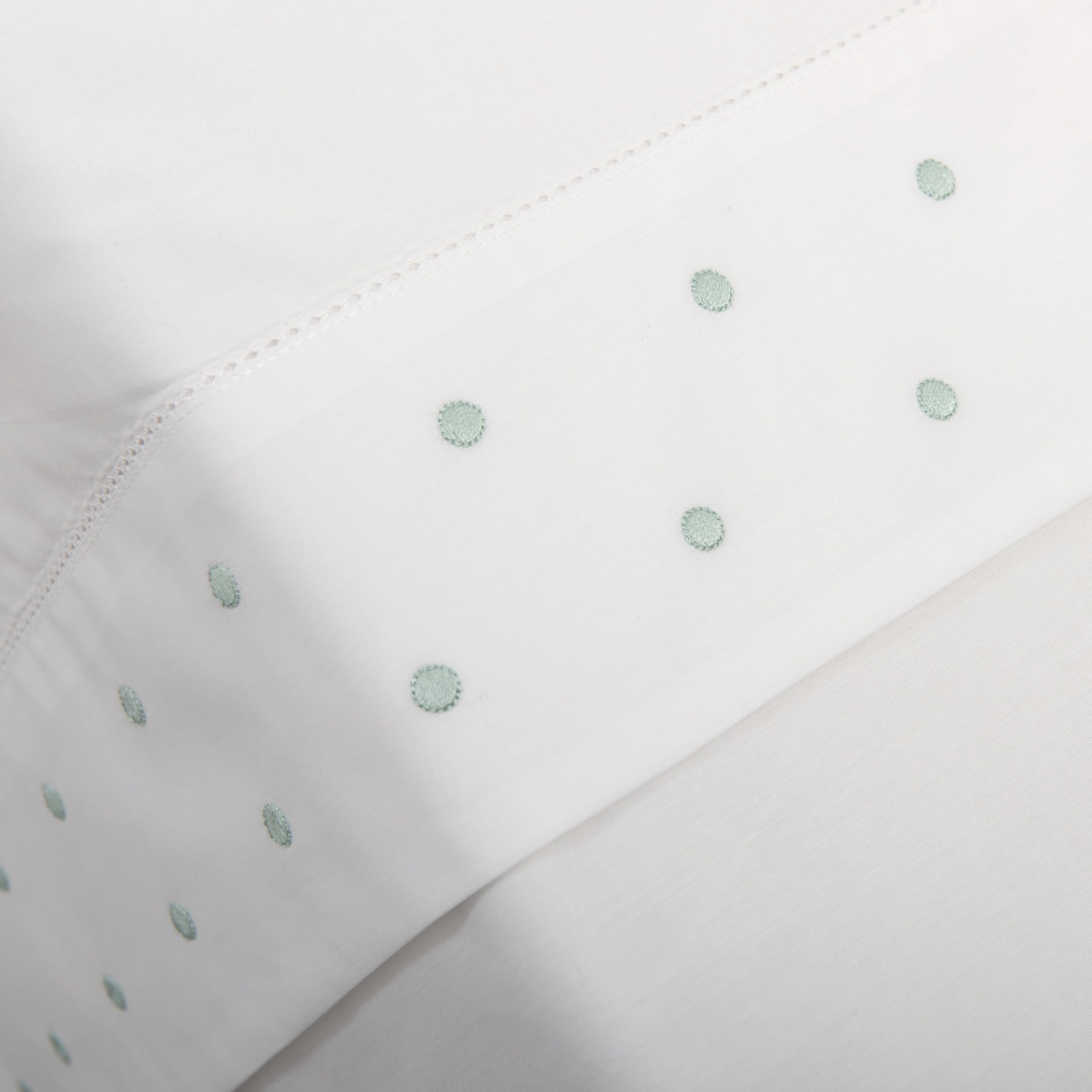 Sábanas Cuna Lunares Verde - - 100% Algodón de Percal - 200 Hilos - Lunares - 3 Piezas - Fabricado en Portugal