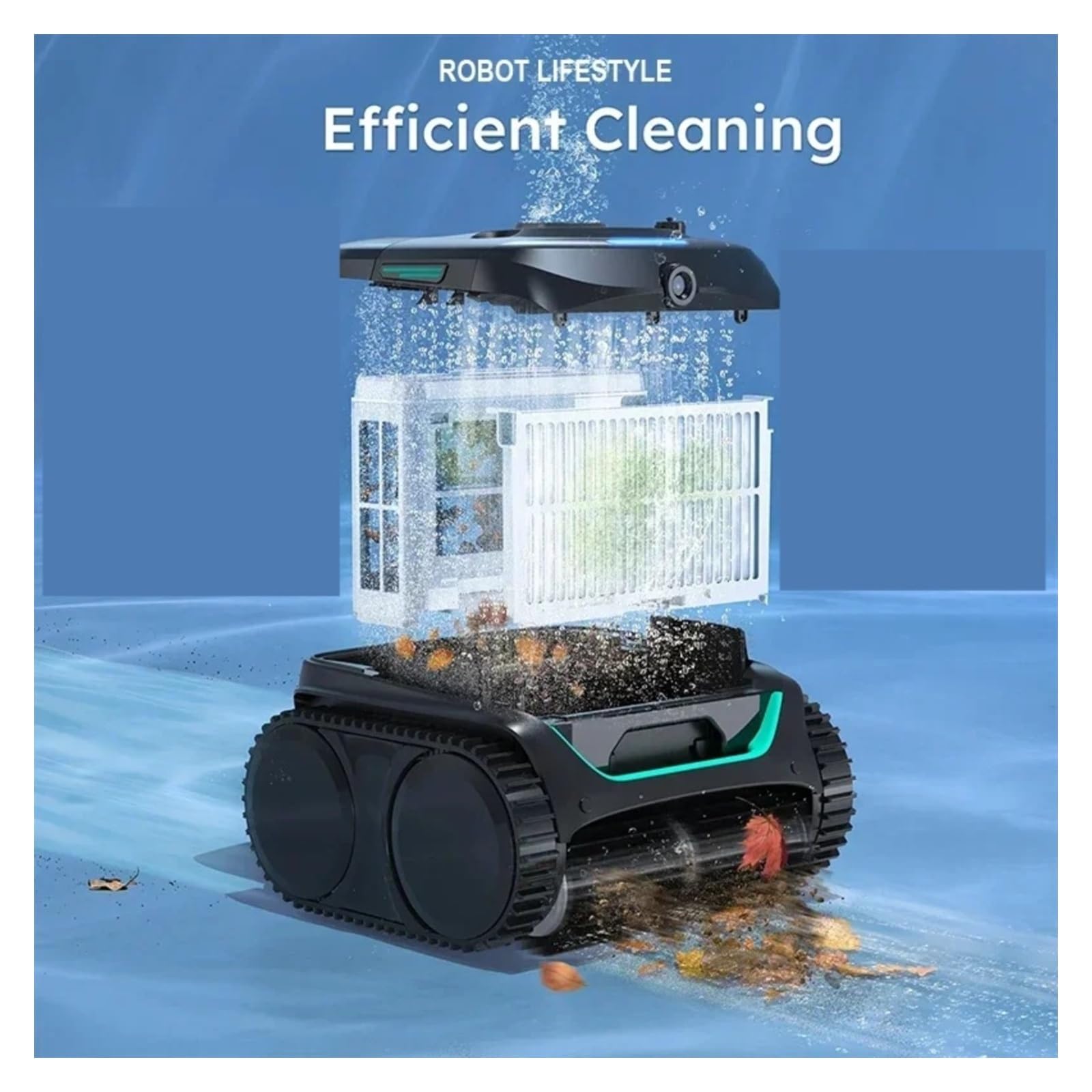 Pulitore robotico per Piscine Senza Fili Robot per la Pulizia della Piscina, Macchina di aspirazione Completamente Automatica, aspirapolvere Inferiore, subacqueo per Piscina