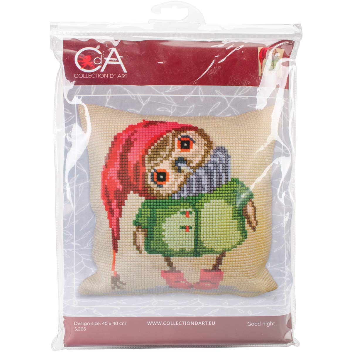 Collezione D'Arte Kit Ricamo A Punto Croce Cane E Papaveri, 50x45cm, Tela Sudan Stampata 100% Cotone, Fili Acrilici E Ago Inclusi, Design 40x40cm