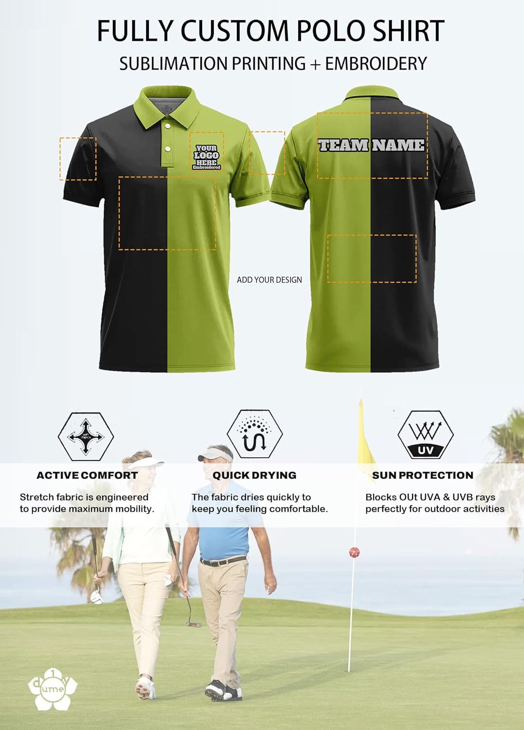 Men’s Women's Customize Golf Shirt Short Sleeve Texture Polo Shirts for Men Women Youth - Image 3