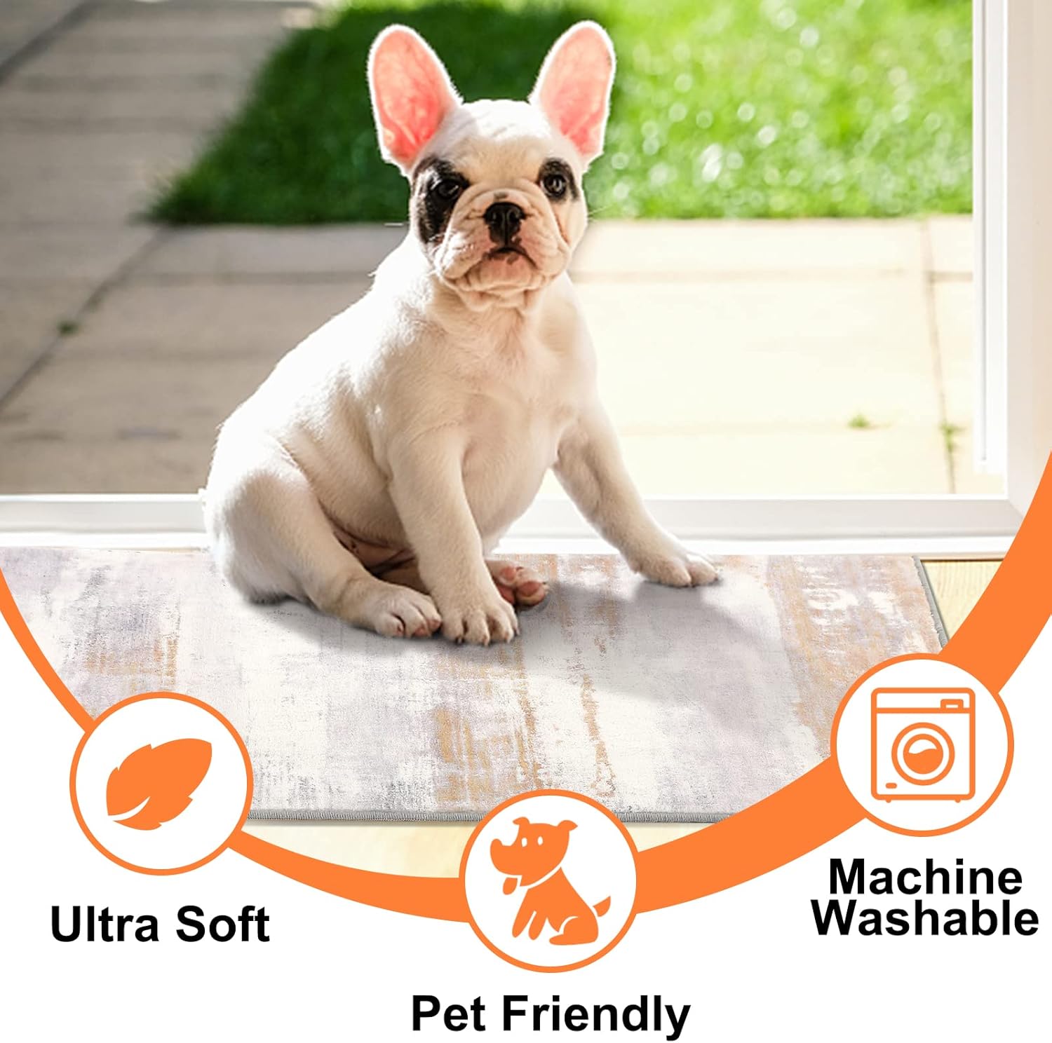 CRISTGEE Door Mat, Front Indoor Door Mat Faux Wool Non-Slip Entryway Rug Absorbent Abstract Throw Rug for Indoor Entrance Hallway Laundry Room, High Traffic Areas, 20X32 Inches, Yellow Washable