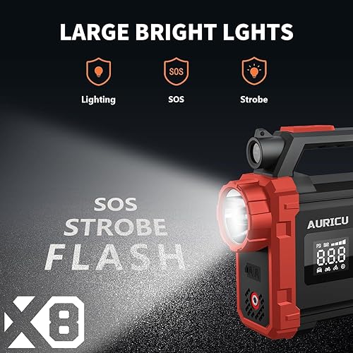 Miniatura 6 de X8 2400A Jump Starter Compresor de aire de 150 PSI Paquete de refuerzo de batería de litio de 12 V, caja de salto portátil, banco de energía y