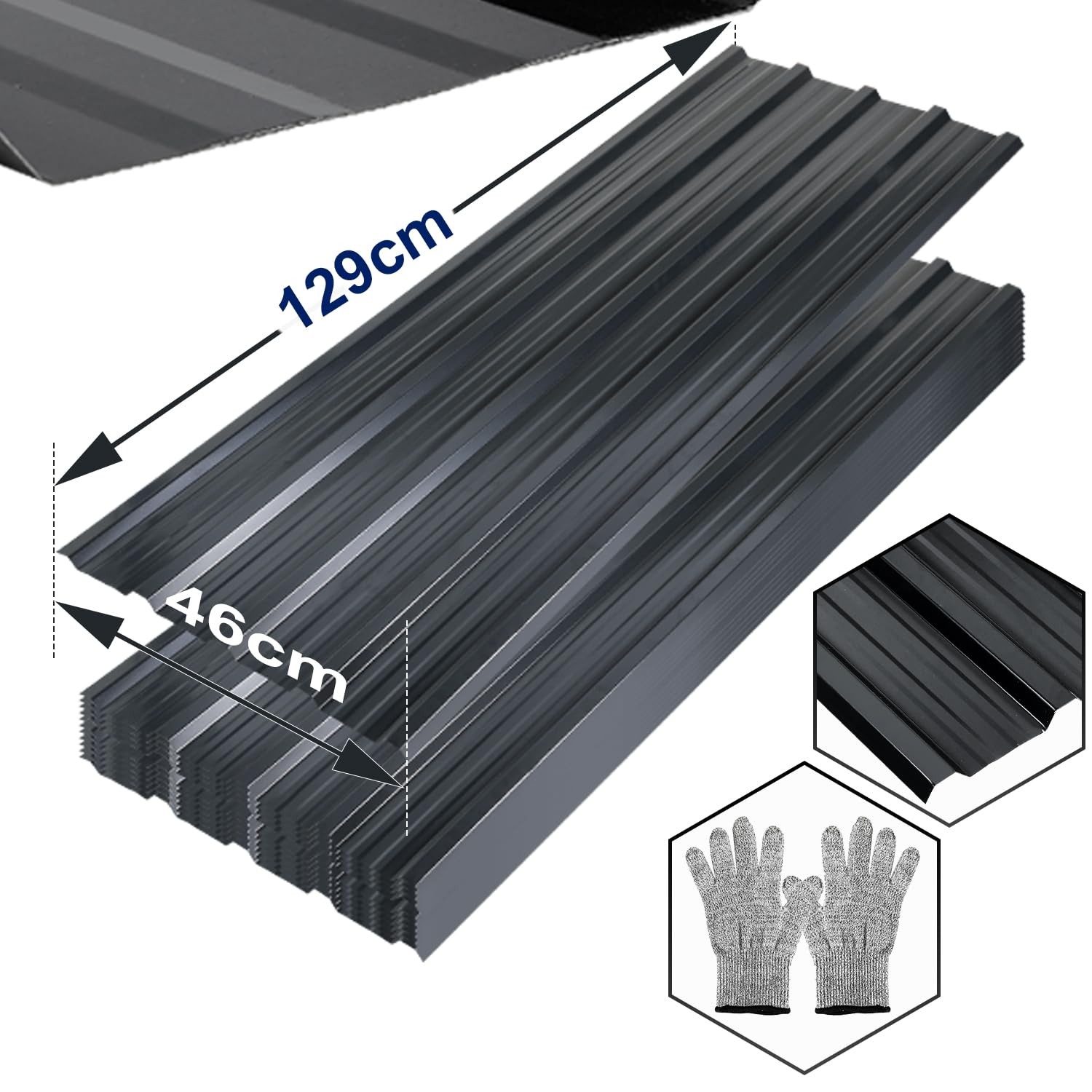 12 Lamiere Trapezoidali Verdi Zincate - 0,25 Mm, 129x46 Cm, Per Tetti E Coperture, Con Guanti - Foto 6