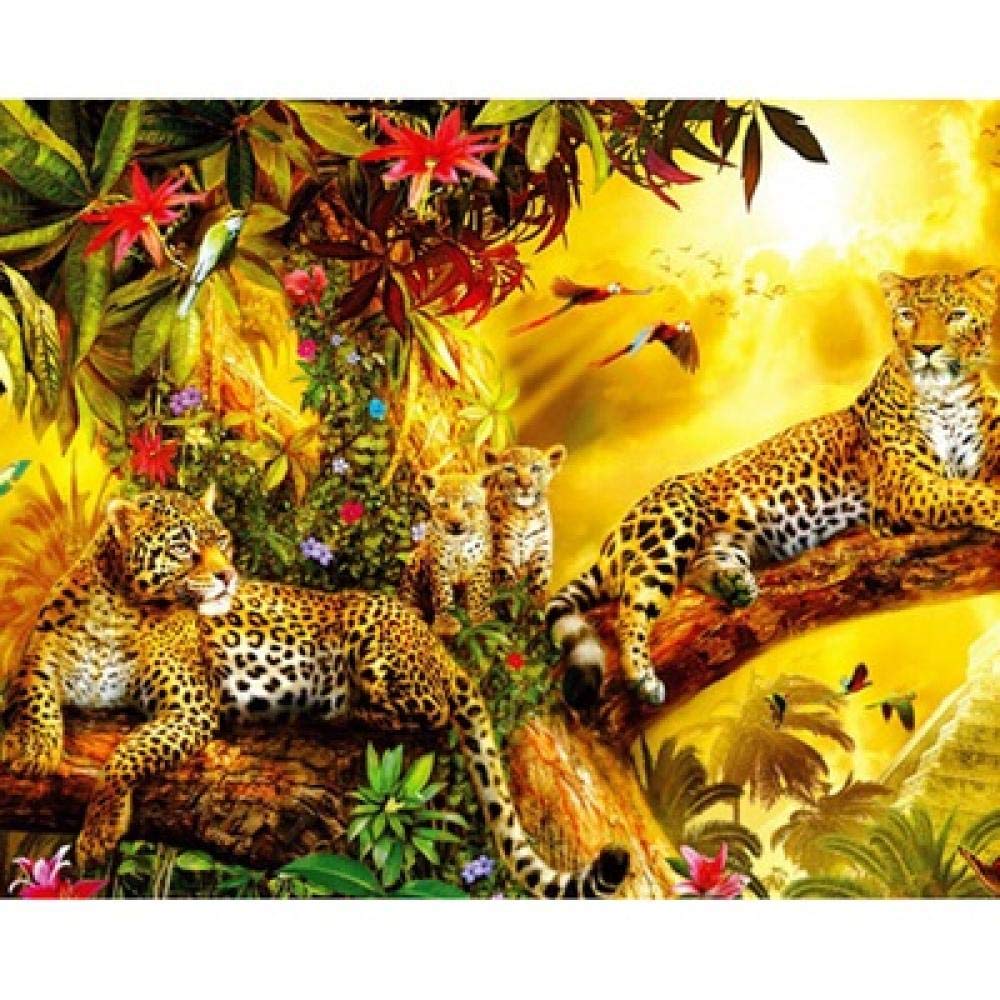 Peinture diamant 5D léopard broderie mosaïque en résine 50x60cm pour loisir créatif