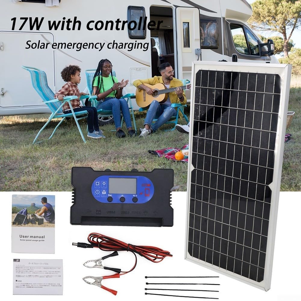 Kit de panel solar de 100 W 5/12/18 V monocristalino con controlador solar para carga de batería, caravana, RV, barco, camper (50 A)